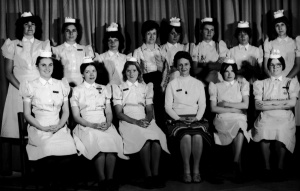 I'm top left, nursing student in 1978. Great colleagues, daft uniforms!
